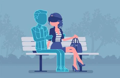 Virtual date in park Stock Illustration