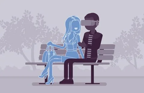 Virtual date in park Stock Illustration