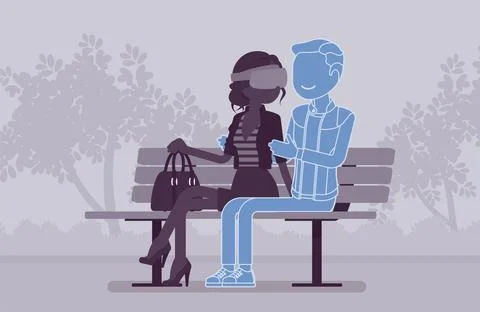 Virtual date in park Stock Illustration