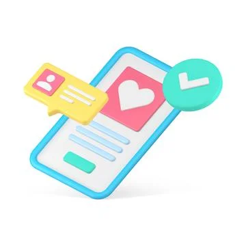 Virtual dating smartphone app user account create registration complete 3d ic 스톡 일러스트