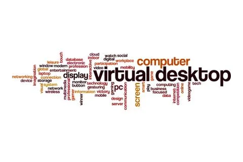 Virtual desktop word cloud concept Stock Illustration