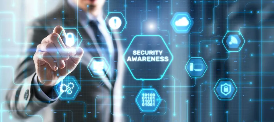 Virtual display button: Security Awareness Business, Technology, Internet and Foto stock