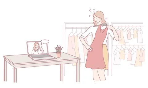 The Virtual Dressing Room Experience offers an innovative solution for modern Stock Illustration