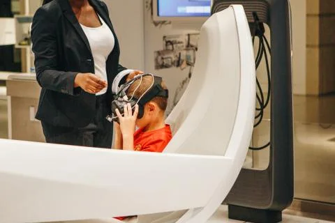 Virtual driving with the help of virtual glasses of the new concept car Stock Photos