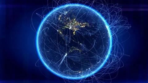 Virtual earth communications and transmissions. Video stock 72347010