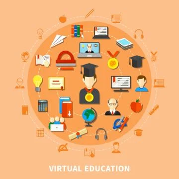 Virtual Education Composition Illustrazione stock