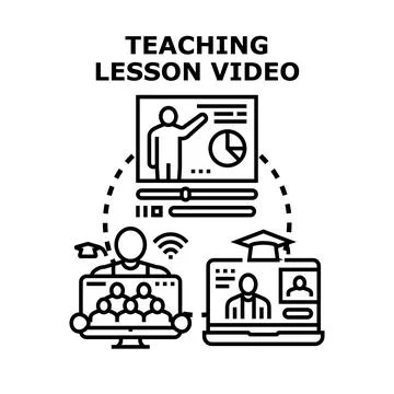 Virtual education lesson online learning concept Stock Illustration