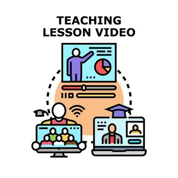 Virtual education lesson online learning concept Stock Illustration
