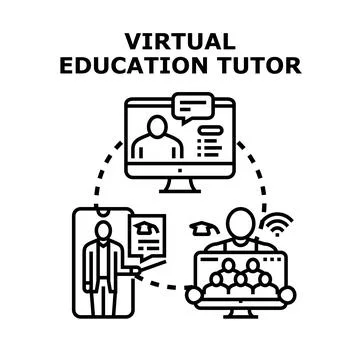 Virtual education tutor online learning concept Illustrazione stock