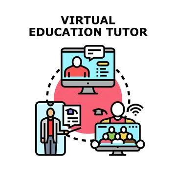 Virtual education tutor online learning concept Stock Illustration