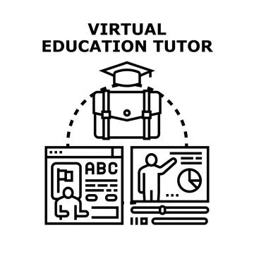 Virtual education tutor providing online learning assistance Stock Illustration