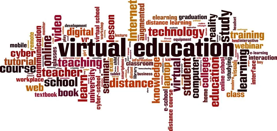 Virtual education word cloud Stock Illustration