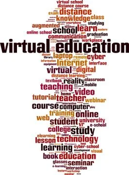 Virtual education word cloud Stock Illustration