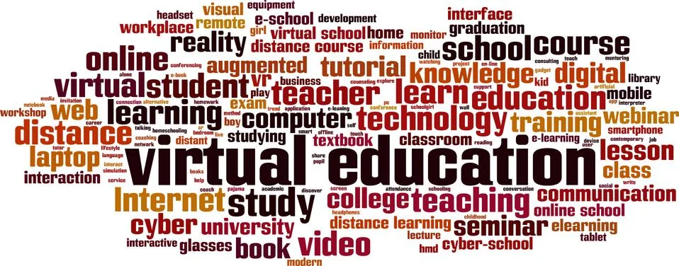 Virtual education word cloud Stock Illustration