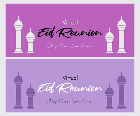 Virtual Eid Reunion banner vector background design Stock Illustration