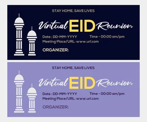 Virtual Eid Reunion banner vector background design. イラスト素材