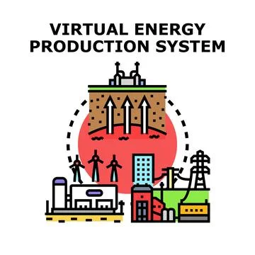 Virtual energy production system creating alternative power sources Ilustración de archivo