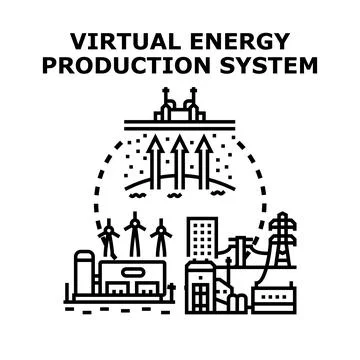 Virtual energy production system creating alternative power sources Ilustración de archivo