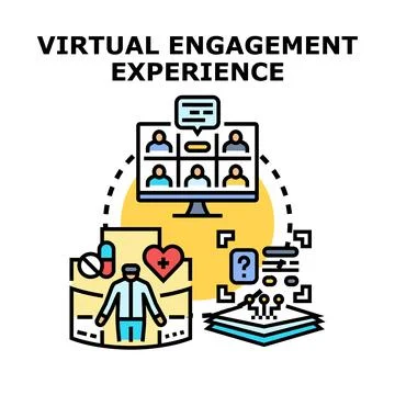 Virtual engagement experience connecting people with online healthcare Stock Illustration