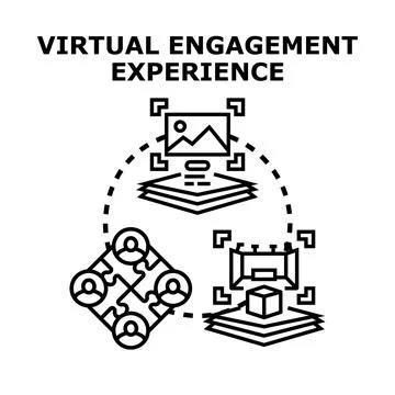 Virtual engagement experience connecting people with digital content Stock Illustration