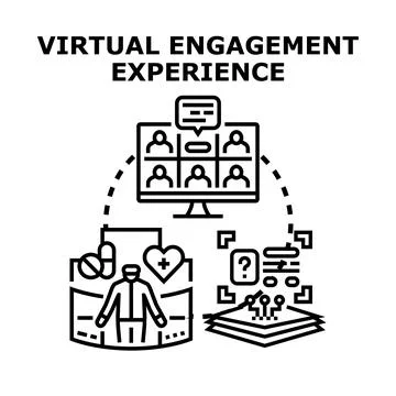 Virtual engagement experience connecting people with online healthcare 库存插图