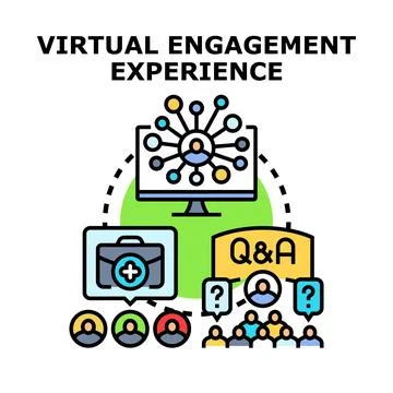 Virtual engagement experience connecting remote participants in online meetin Stockillustratie