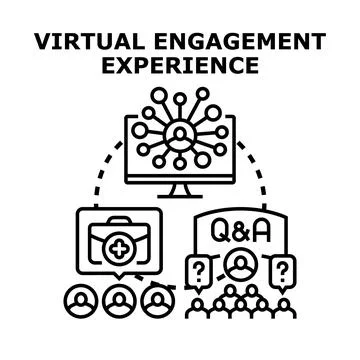 Virtual engagement experience connecting remote participants in online meetin Stock Illustration