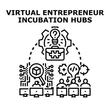 Virtual entrepreneur incubation hubs developing new business ideas Stock Illustration