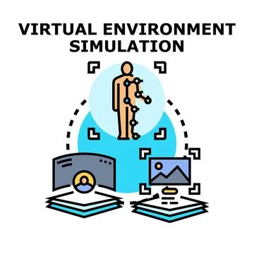 Virtual environment simulation and augmented reality concept Stock Illustration
