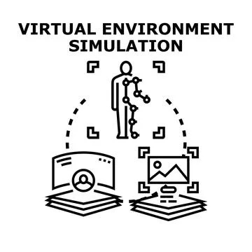 Virtual environment simulation and augmented reality concept Stock Illustration