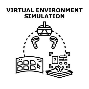 Virtual environment simulation technology creating immersive digital experien Stock Illustration