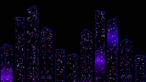Virtual equalizer. 3D vertical columns in the blue neon laser spectrum Stock Footage 139708958