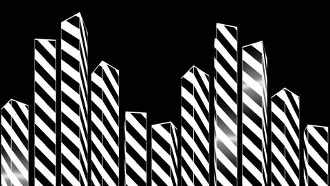 Virtual equalizer. Vertical 3D columns with diagonal black and white stripes for Stock Footage 139708710