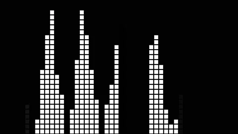 Virtual equalizer. Vertical columns of black and white squares, dynamic pixel Video stock 139712610