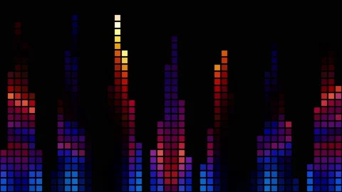 Virtual equalizer. Vertical columns of squares in the blue-red laser spectrum Video stock 139712704