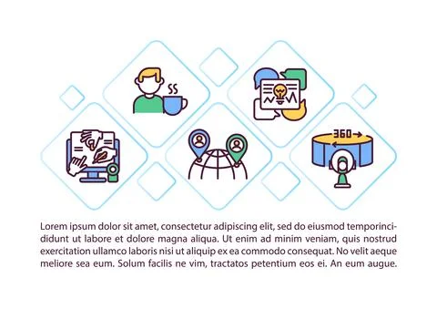 Virtual event advantages concept line icons with text Stock Illustration