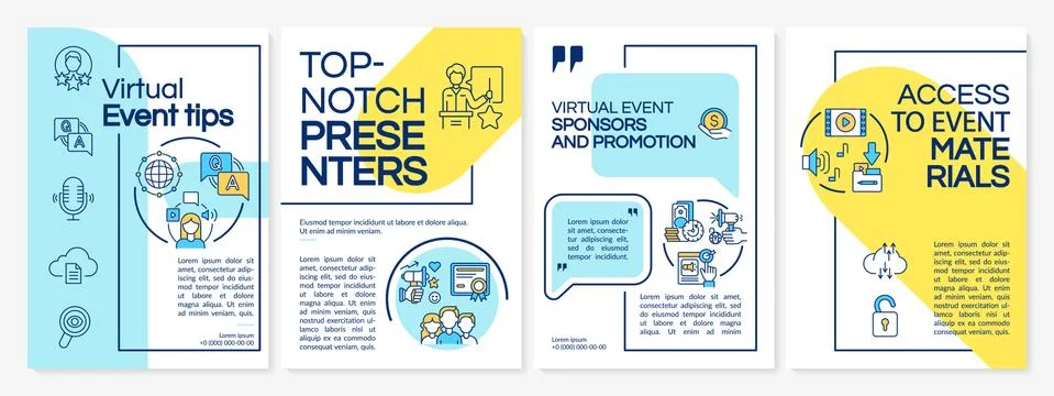 Virtual event tips brochure template Stock Illustration