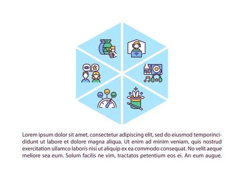 Virtual event types concept line icons with text Stock Illustration