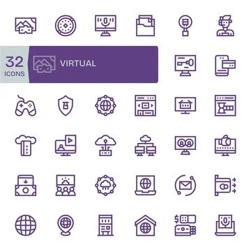 Virtual Exclusive Vector Set featuring 32 Bold Line Display Perfect 256x256.. Illustrazione stock