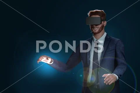 Virtual experience with VR glasses Stock Illustration
