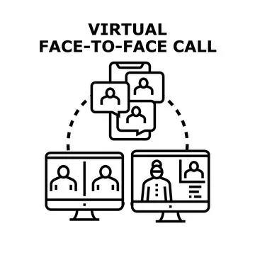 Virtual face to face call connecting distant people Stock Illustration