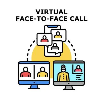 Virtual face to face call connecting distant people Stock Illustration