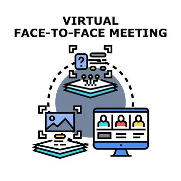Virtual face to face meeting on computer screen Stock Illustration