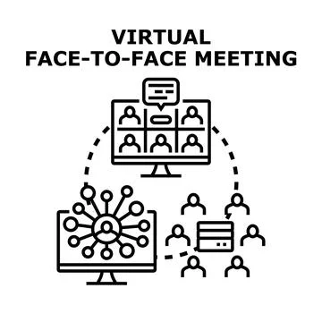 Virtual face to face meeting for online communication Stock Illustration