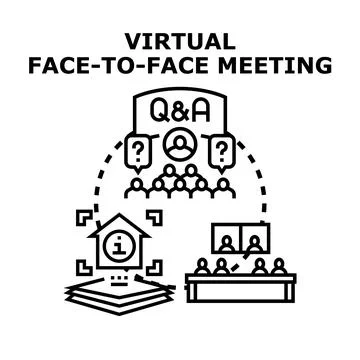 Virtual face to face meeting on question answer session Stock Illustration