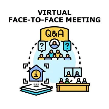 Virtual face to face meeting on question answer session Stock Illustration