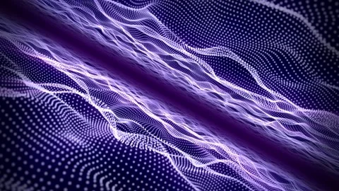 Virtual field with white cloud waves made of digital dots. Seamless loop Stock Footage 276619422