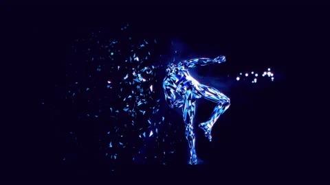 Virtual fighter practicing kicks. Looped animation. Stock Footage 148526802