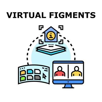 Virtual figments concept illustrating digital interaction and online spaces Stock Illustration