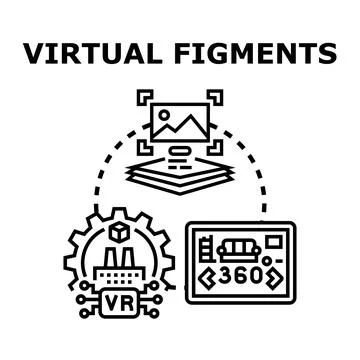 Virtual figments concept illustrating digital creation and metaverse design Stock Illustration